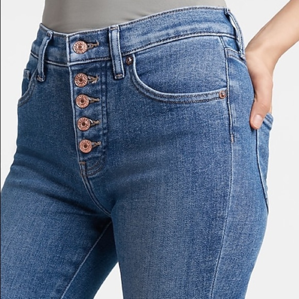Express Mid Rise Button Fly Skinny Jeans